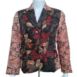 Coldwater Creek Tapestry Blazer Jacket Womens P6 Floral Paisley Mixed Print